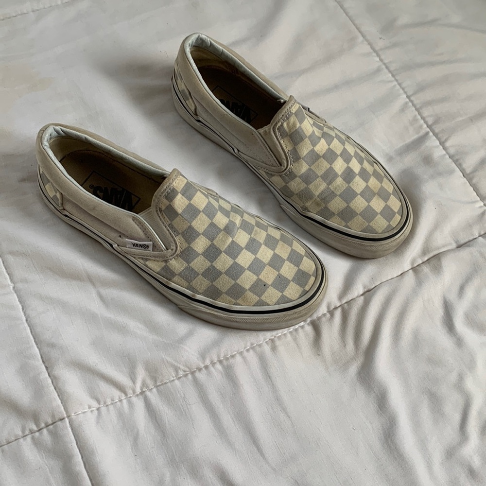 Grey Checkerboard Slip-On Vans